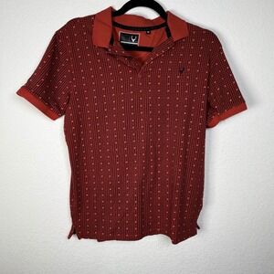 Allen Solly Jeans Red Houndstooth Polo Shirt Short Sleeve Boyd Medium